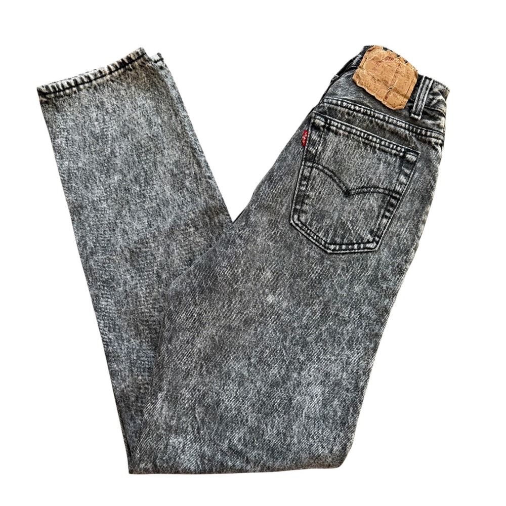 Vintage Levis 501 Womens Black Acid Wash High Rise Straight Leg Jeans Size 7 USA